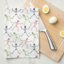 Cute Roligt Skull Skeleton Halloween Kitchen Towel