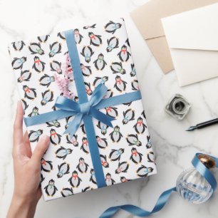 Cute Roligt Snö Jul Penguins Wrapping Papper Presentpapper