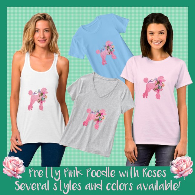 Cute Roligt Söt Rosa Pudel med Ro T-Shirt (Skapare uppladdad)
