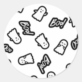 Cute Roligt Spooky Halloween Spöken Mönster Runt Klistermärke