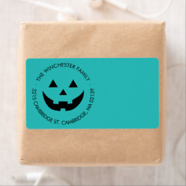 Cute roligt teal jack o lantern Halloween adress Fraktsedel