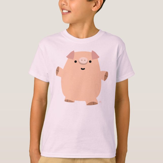 Cute Roligt Tecknad Gris Barn T-shirt (Framsida)
