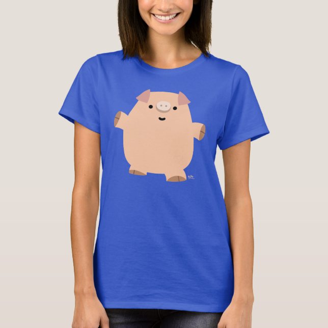 Cute Roligt Tecknad Gris Kvinnor T-shirt (Framsida)
