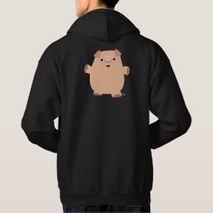 Cute Roligt Tecknad, Gris-täckt sötskjorta Sweatshirt Med Luva