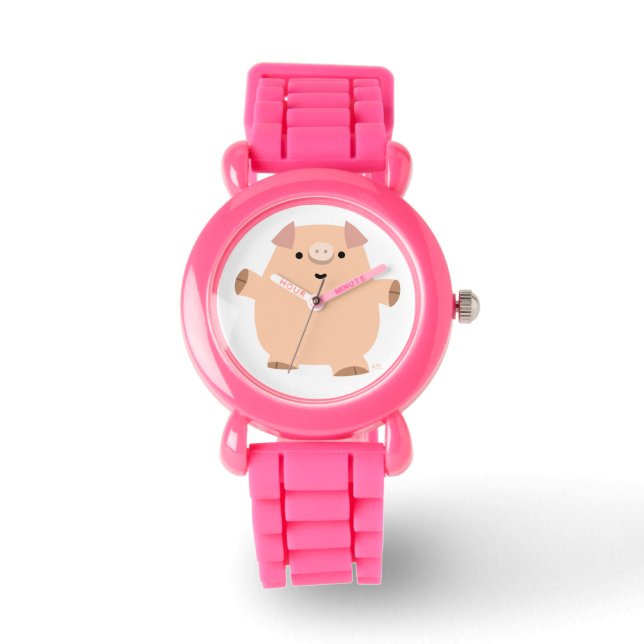 Cute Roligt Tecknad Gris Watch Armbandsur (Framsida)