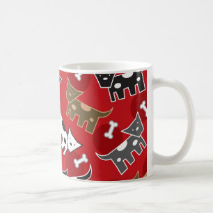 Cute Roligt Tecknad Spoted Hundar Doggies Puppy Bo Kaffemugg