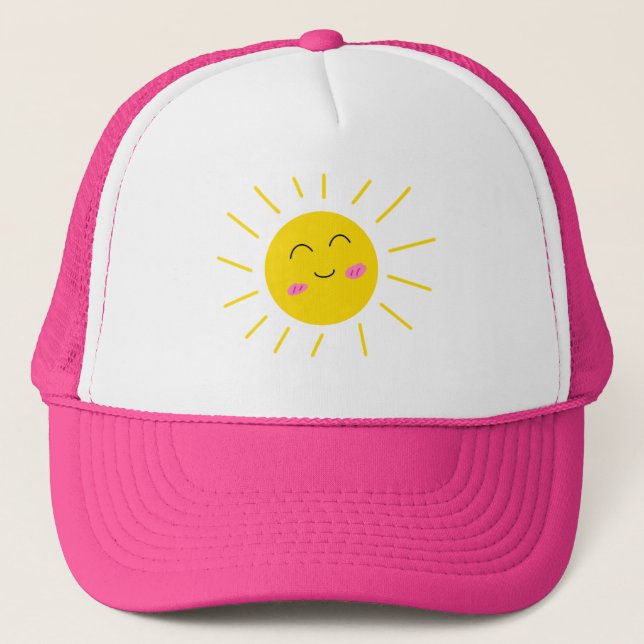 Cute Roligt Tecknad Sweet Lycklig Playful Sol Hat Keps (Framsida)