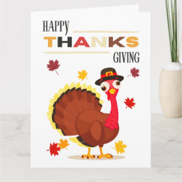 Cute Roligt Turkey Fall Happy thanksgiving Kort