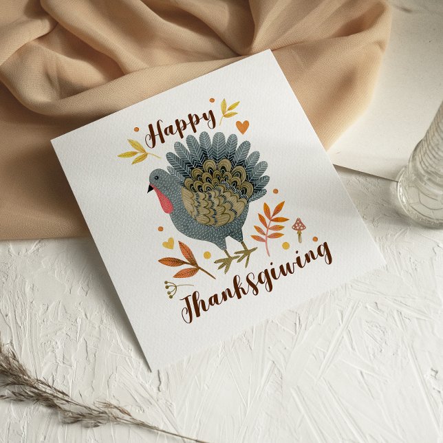 Cute Roligt Turkey Happy thanksgiving card (Skapare uppladdad)