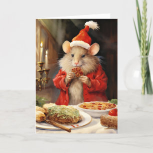 Cute Roligt Vattenfärgad julmus Helgkort