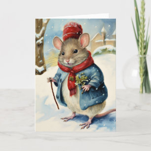 Cute Roligt Vattenfärgad julmus Helgkort