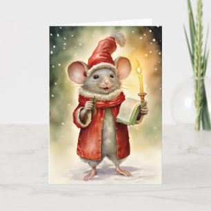 Cute Roligt Vattenfärgad julmus Helgkort