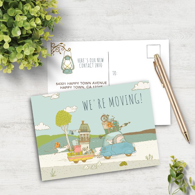 Cute Roligt vi är Flytta | Nytt hem Meddelande Vykort (Cute Fun We Are Moving | New Home Announcement Postcard)