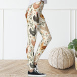 Cute Roligt Vintage Ivory Rosa Blommigt Chicken He Leggings<br><div class="desc">Leggings adorned Chicken mönster.</div>