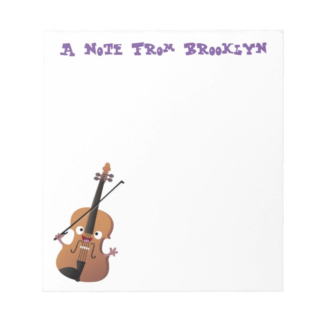 Cute roligt, violin Musical tecknade figurer  Anteckningsblock (Framsida)