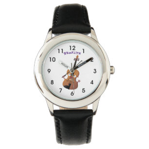Cute roligt, violin Musical tecknade figurer Armbandsur