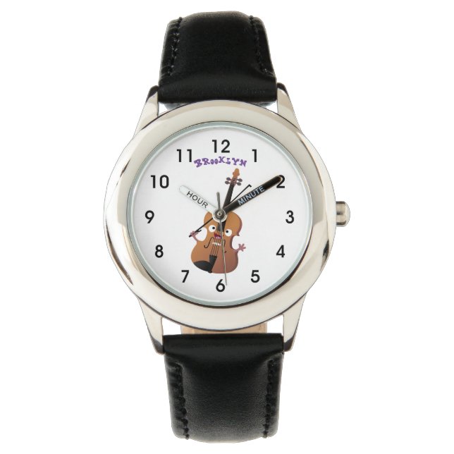 Cute roligt, violin Musical tecknade figurer Armbandsur (Framsida)