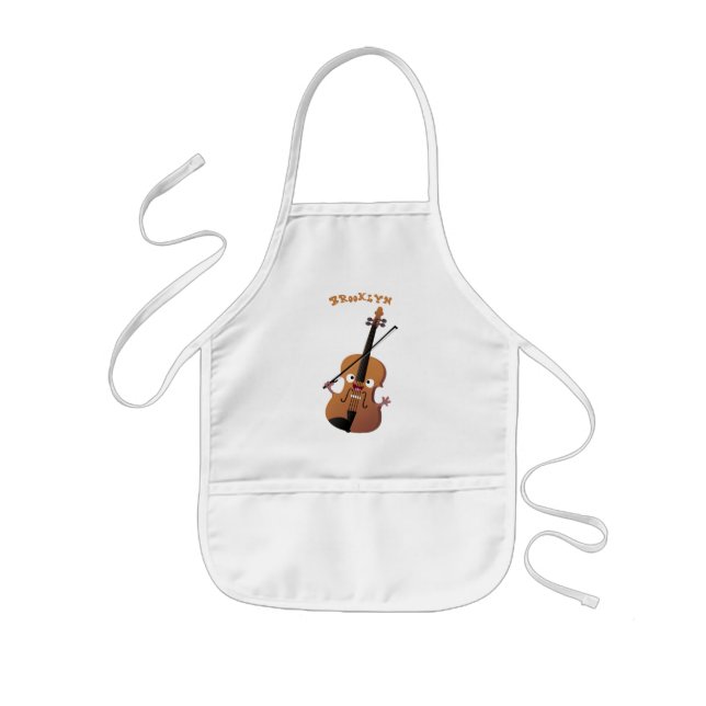 Cute roligt, violin Musical tecknade figurer Barnförkläde (Framsidan)