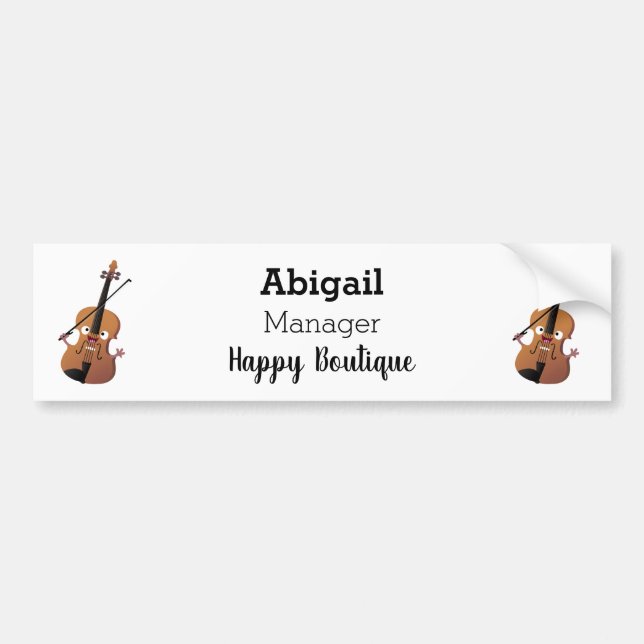 Cute roligt, violin Musical tecknade figurer Bildekal (Framsidan)