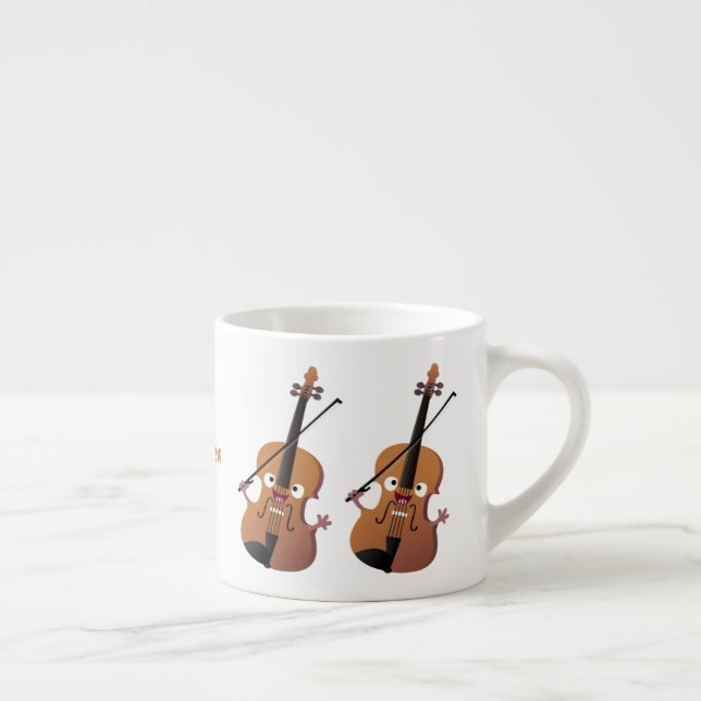 Cute roligt, violin Musical tecknade figurer Espressomugg (Höger)