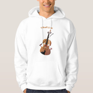 Cute roligt, violin Musical tecknade figurer Hoodie