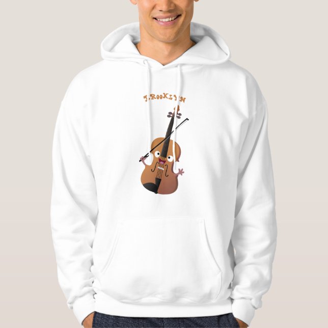 Cute roligt, violin Musical tecknade figurer Hoodie (Framsida)
