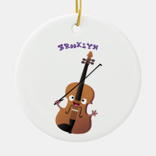 Cute roligt, violin Musical tecknade figurer Julgransprydnad Keramik