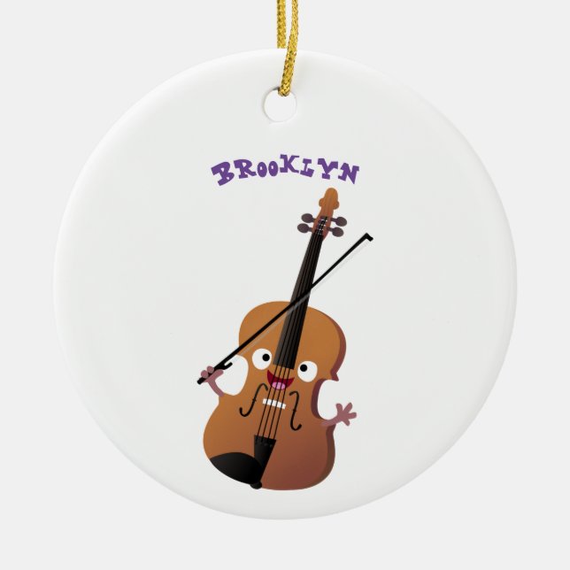 Cute roligt, violin Musical tecknade figurer Julgransprydnad Keramik (Framsidan)
