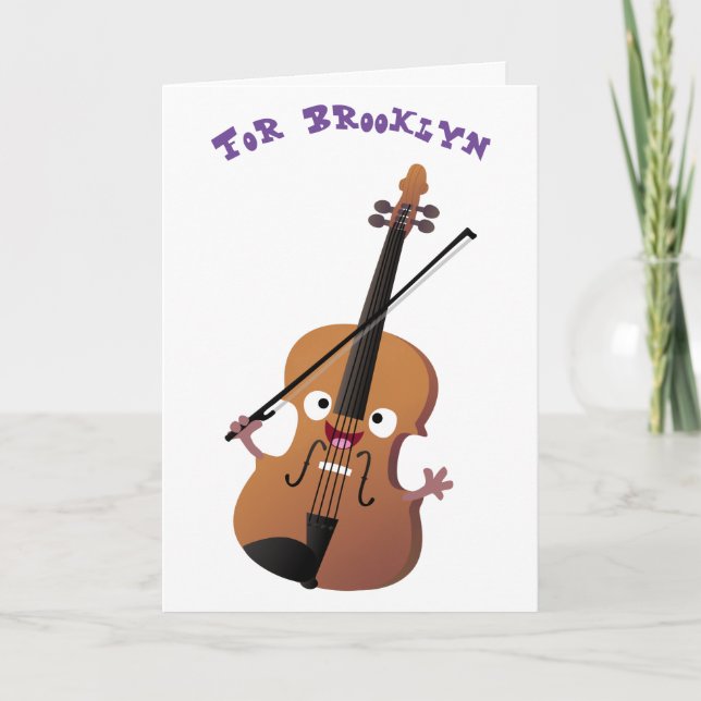 Cute roligt, violin Musical tecknade figurer Kort (Framsida)