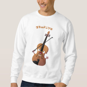 Cute roligt, violin Musical tecknade figurer Lång Ärmad Tröja
