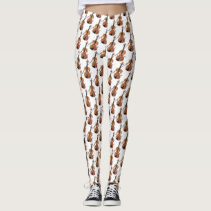 Cute roligt, violin Musical tecknade figurer Leggings