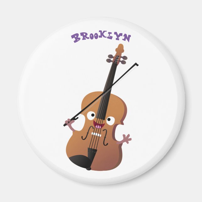 Cute roligt, violin Musical tecknade figurer Magnet (Framsidan)