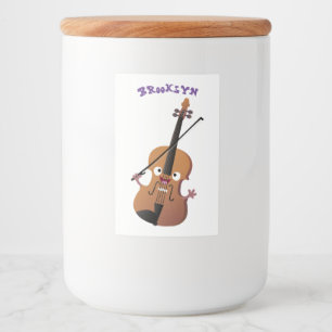 Cute roligt, violin Musical tecknade figurer Mat Etikett