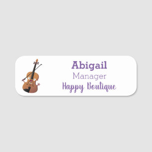 Cute roligt, violin Musical tecknade figurer Namnbricka