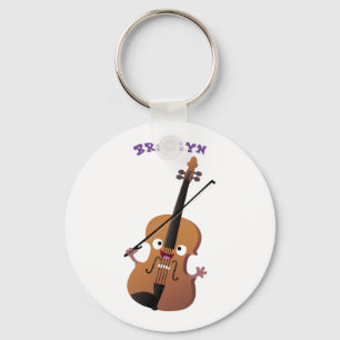 Cute roligt, violin Musical tecknade figurer Nyckelring
