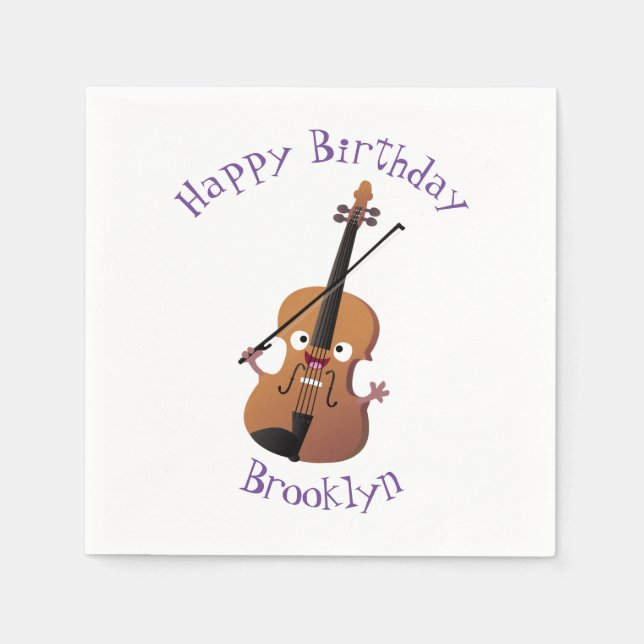 Cute roligt, violin Musical tecknade figurer Pappersservett (Framsidan)