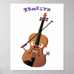 Cute roligt, violin Musical tecknade figurer Poster