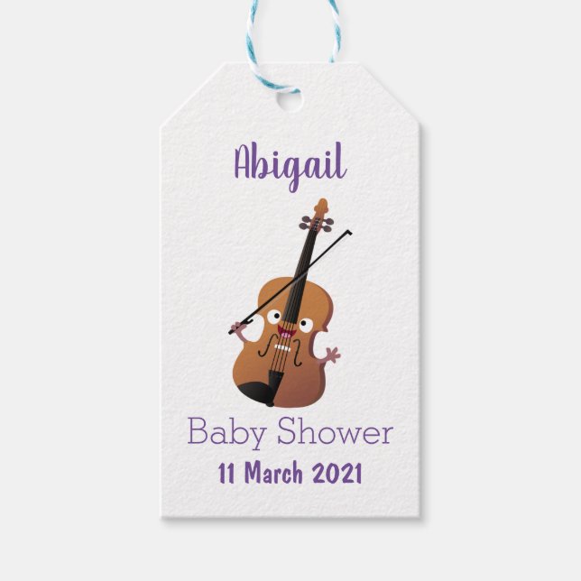 Cute roligt, violin Musical tecknade figurer Presentetikett (Framsidan)