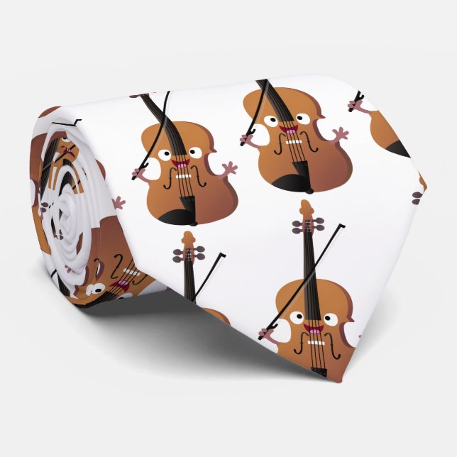 Cute roligt, violin Musical tecknade figurer Slips (Rullad)