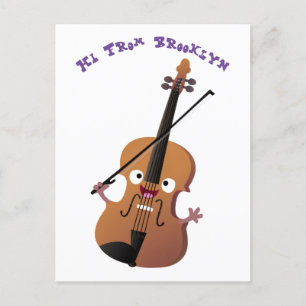 Cute roligt, violin Musical tecknade figurer Vykort