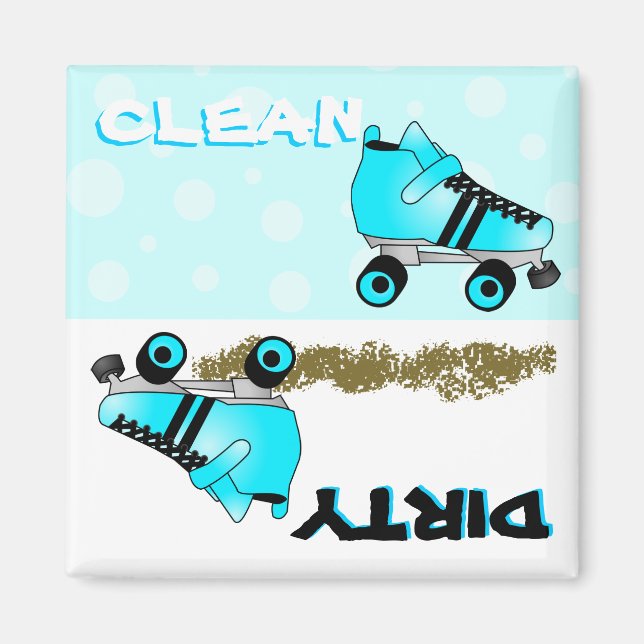 Cute Roller Skate Blue Clean Dirty Dishwasher Magnet (Framsidan)