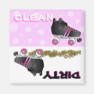Cute Roller Skate Rosa Clean Dirty Dishwasher Magnet