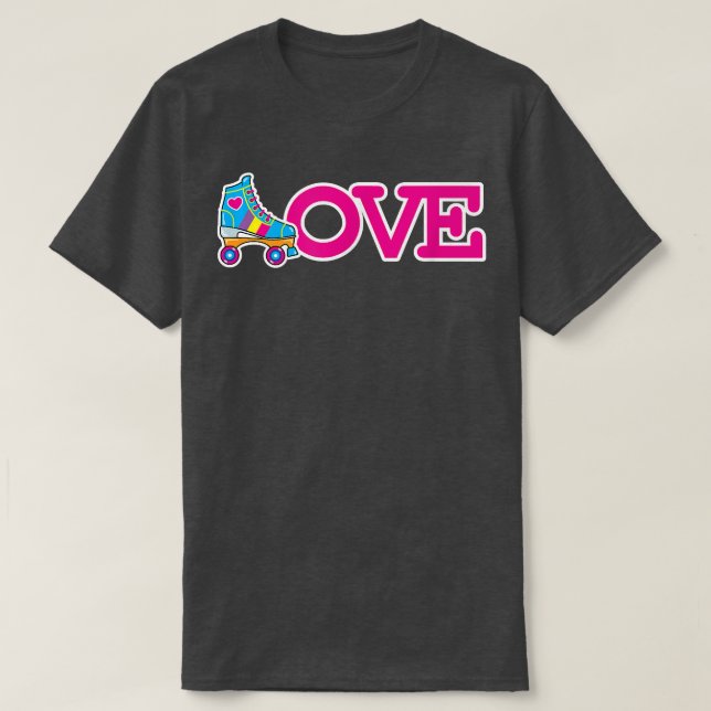 Cute Roller Skate som L Spådomar Ord Kärlek Roller T Shirt (Design framsida)