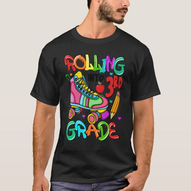 Cute Roller Skates som rullar in i tredje Klass ti T Shirt (Framsida)