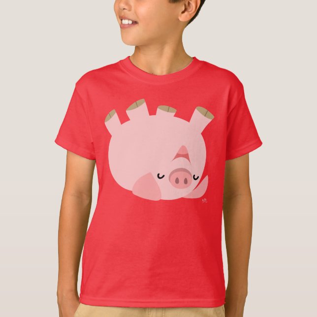Cute Rolling over Tecknad Gris Children T-Shirt (Framsida)