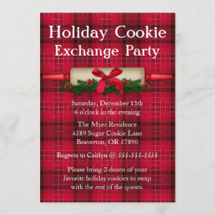 Cute Rolling Pin Cookie Exchange Helgdag Inbjudan