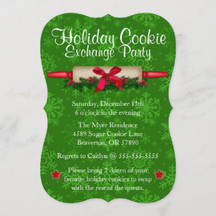 Cute Rolling Pin Cookie Exchange Helgdag Inbjudan