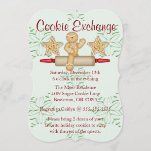 Cute Rolling Pin Cookie Exchange Helgdag Inbjudan