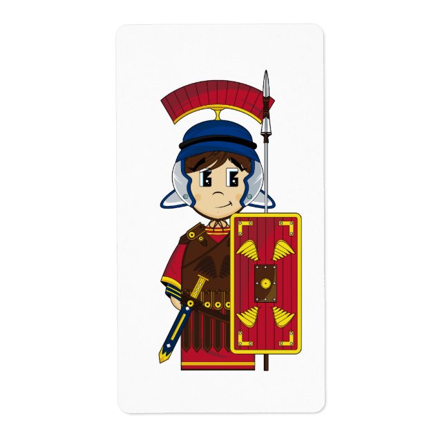 Cute Roman Soldier Sticker-etikett Fraktsedel (Framsidan)
