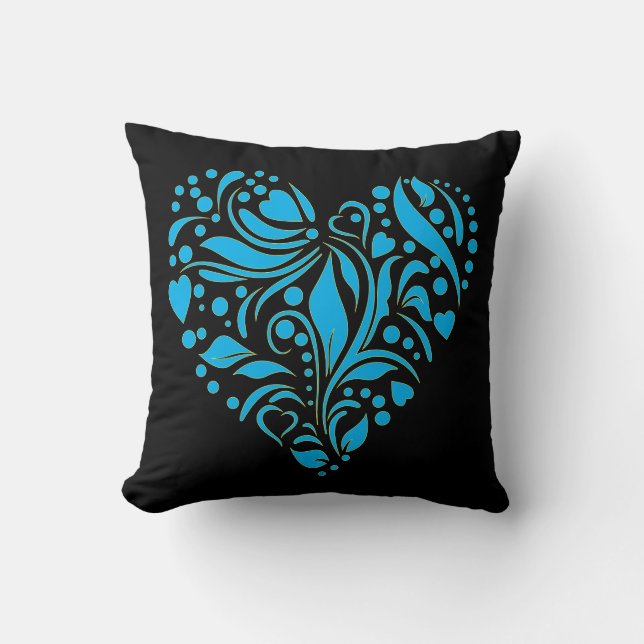 Cute Romantic Abstrakt Heart Design Teal Blue Kudde (Framsida)